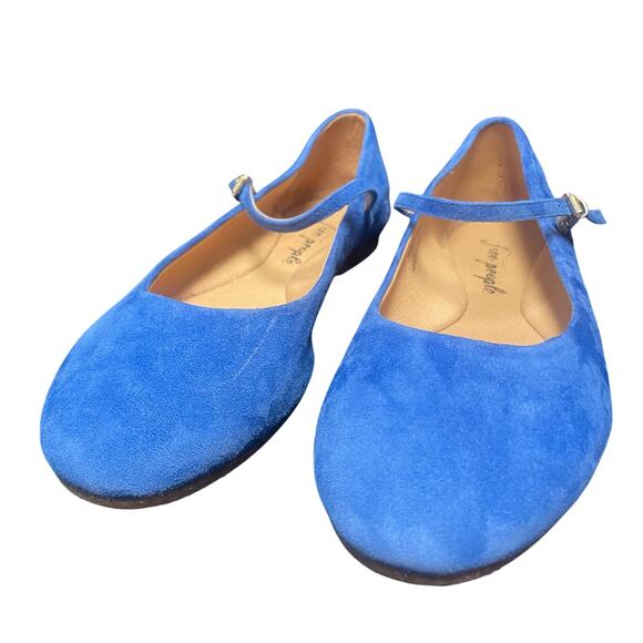 Free People Royal Blue Suede Mary Jane Flats Womens Size 38 / US 7.5 AS IS - Picture 2 of 12